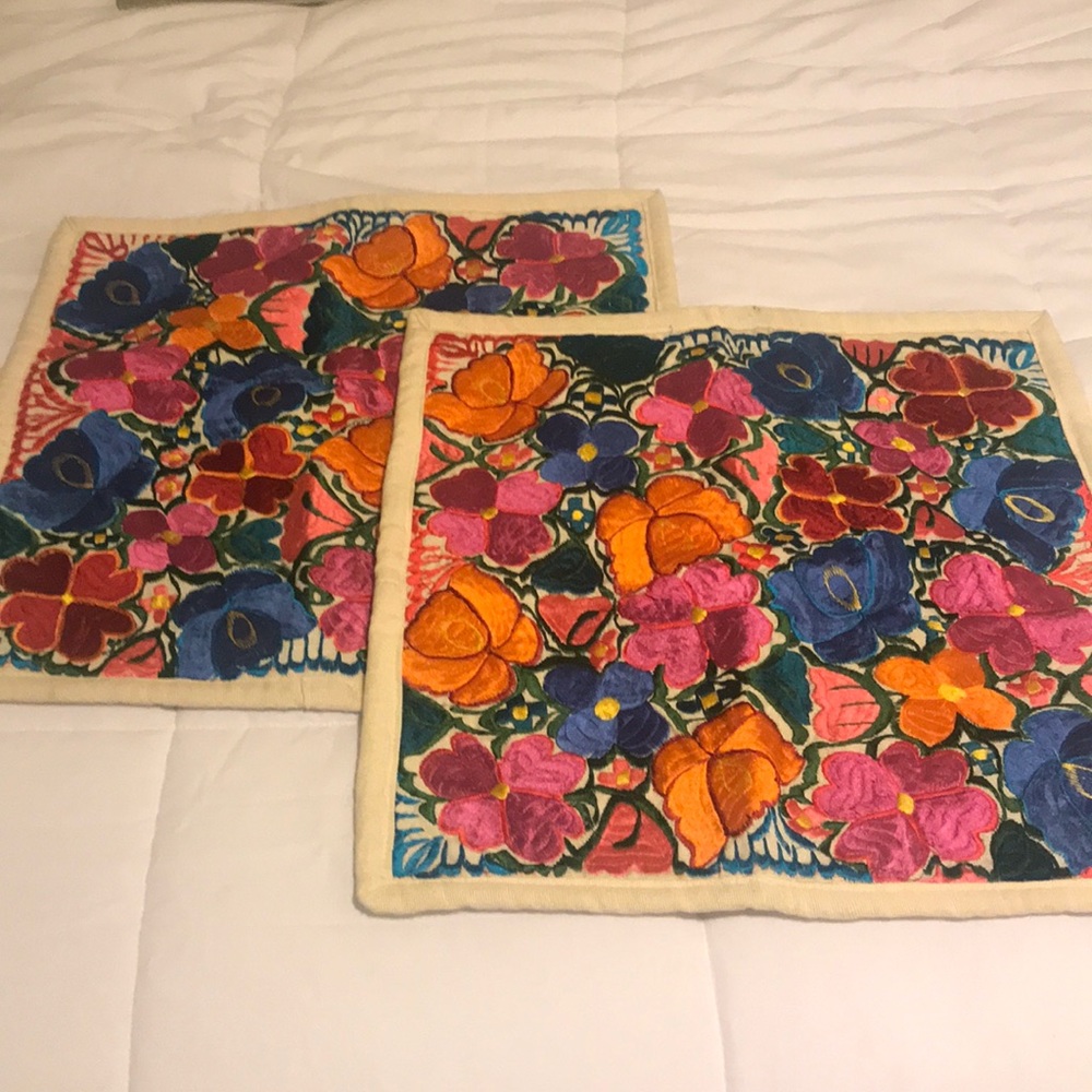 Mexican Embroidered Pillowcase Covers